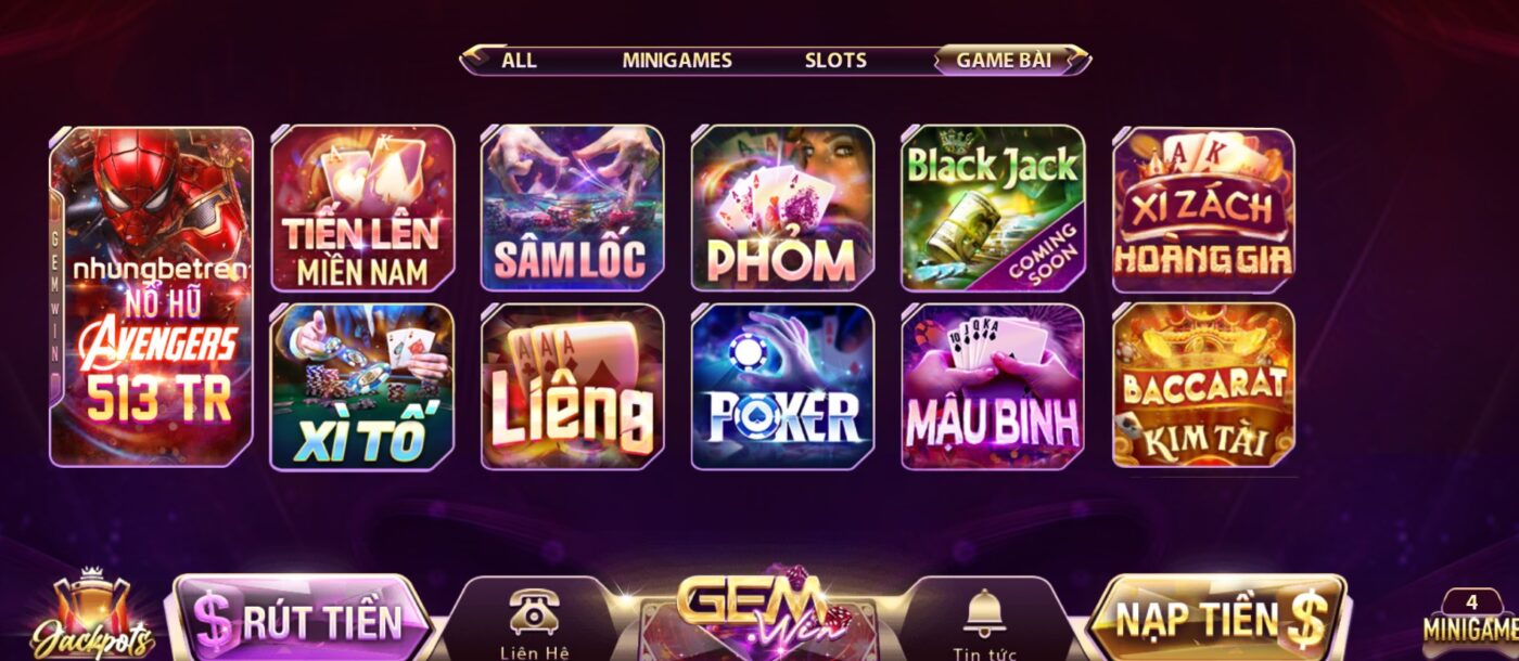 Tổng quan về sảnh game bài tại Gemwin
