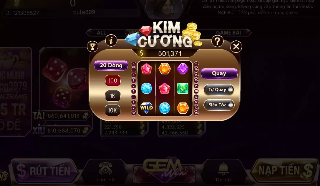 Cơ cấu các biểu tượng trong mini game Kim Cương Gem win Cơ cấu các biểu tượng trong mini game Kim Cương Gem win