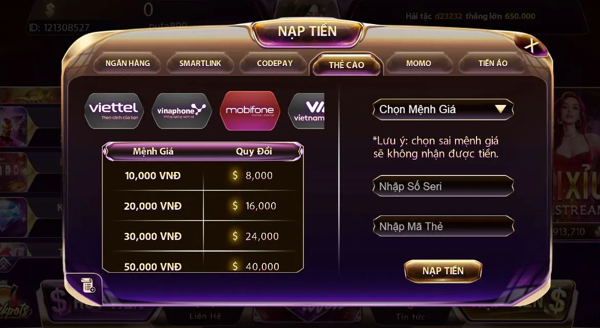 Nạp tiền tiện lợi và đơn giản tại cổng game gemwin Nạp tiền tiện lợi và đơn giản tại cổng game gemwin