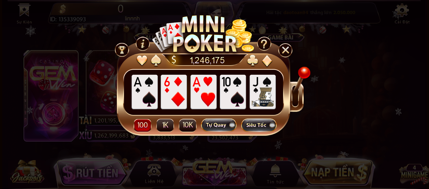Bí kíp giải mã mọi ván chơi trong game nổ hũ quốc tế Mini Poker Gemwin Bí kíp giải mã mọi ván chơi trong game nổ hũ quốc tế Mini Poker Gemwin