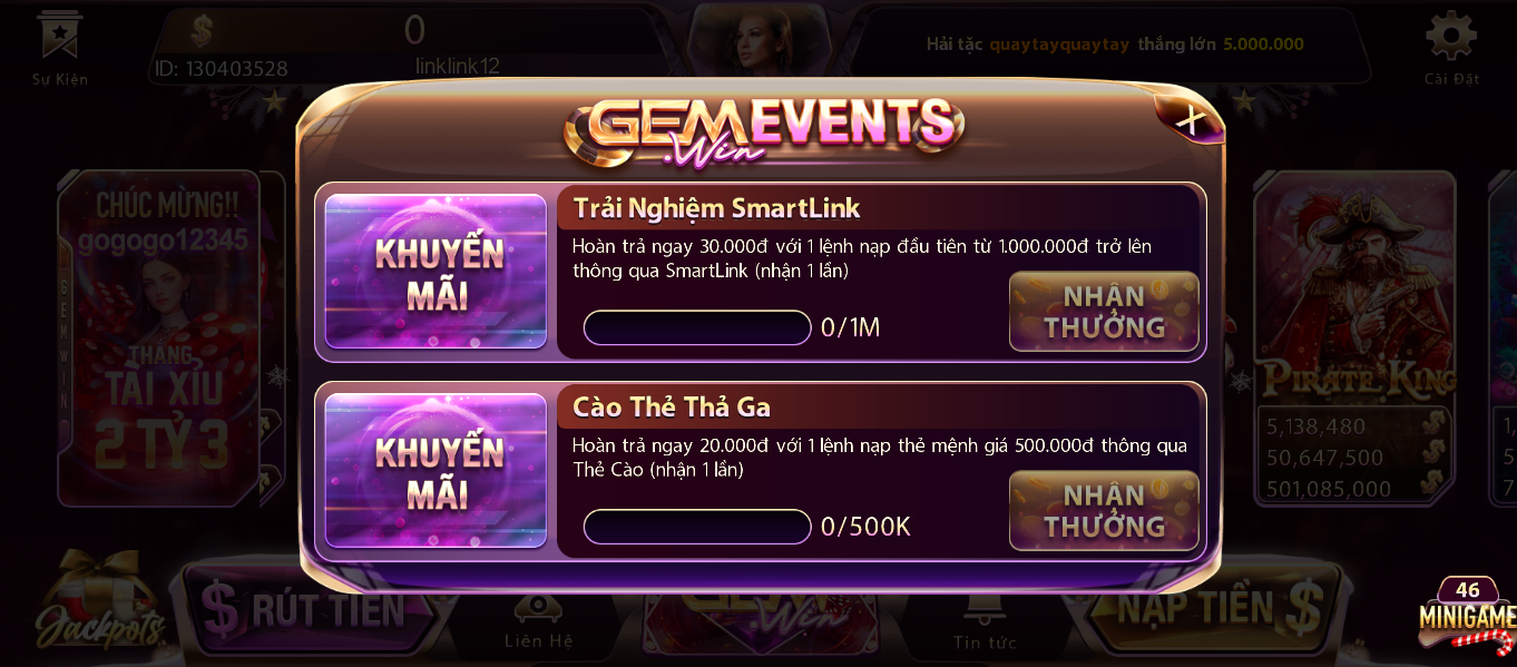 Nội dung sự kiện cào thẻ thả ga tại app đánh bài online Gemwin Nội dung sự kiện cào thẻ thả ga tại app đánh bài online Gemwin